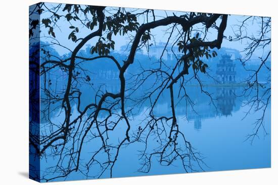 Vietnam, Hanoi. Hoan Kiem Lake and Thap Rua, Turtle Pagoda-Walter Bibikow-Premier Image Canvas