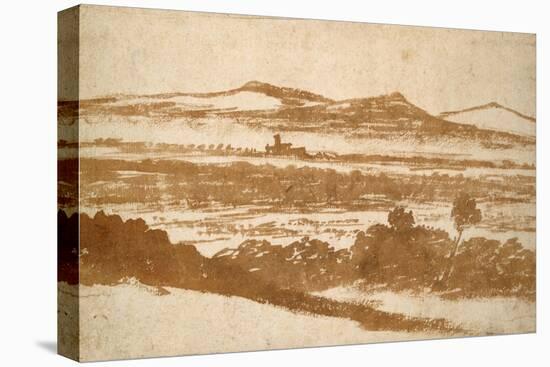 View across a Valley Towards Distant Hills (Brush and Reddish-Brown Wash-Nicolas Poussin-Premier Image Canvas