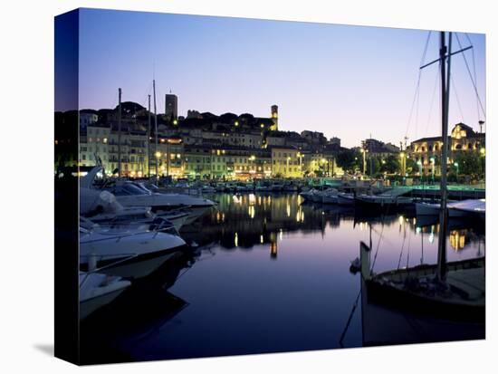 View Across Harbour to the Old Quarter of Le Suquet, at Dusk, Cannes, French Riviera, France-Ruth Tomlinson-Premier Image Canvas