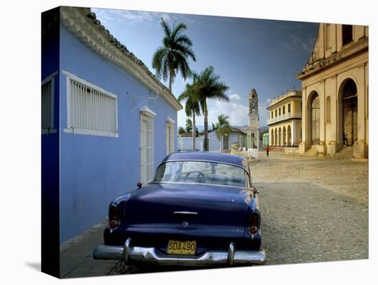 View Across Plaza Mayor with Old American Car Parked on Cobbles, Trinidad, Cuba, West Indies-Lee Frost-Premier Image Canvas