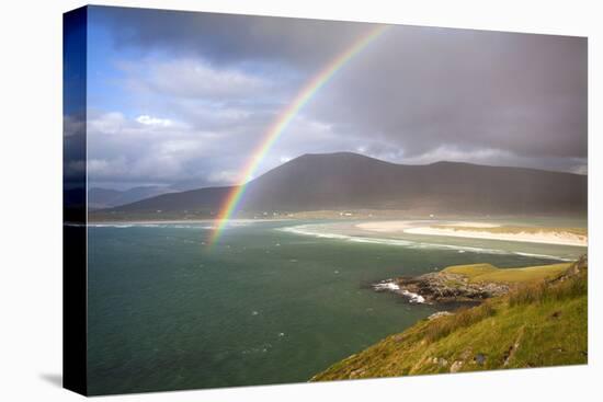 View across the Beach at Seilebost Towards Luskentyre and the Hills of North Harris with a Rainbow-Lee Frost-Premier Image Canvas