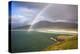 View across the Beach at Seilebost Towards Luskentyre and the Hills of North Harris with a Rainbow-Lee Frost-Premier Image Canvas