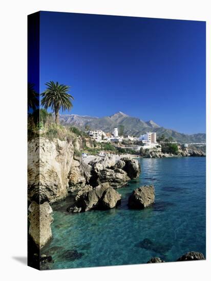 View Along Rock Coast to Town and Mountains, Nerja, Malaga, Andalucia, Spain, Mediterranean-Ruth Tomlinson-Premier Image Canvas