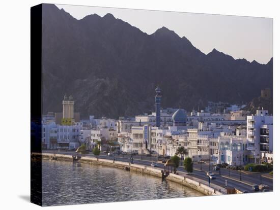View Along the Corniche, Latticed Houses and Mutrah Mosque, Mutrah, Muscat, Oman, Middle East-Gavin Hellier-Premier Image Canvas