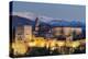 View at dusk of Alhambra palace with the snowy Sierra Nevada in the background, Granada, Andalusia,-Stefano Politi Markovina-Premier Image Canvas