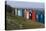 View, Coloured, Beach, Huts, Bay, Sea, Embankment, Southwold, Suffolk, England-Natalie Tepper-Stretched Canvas