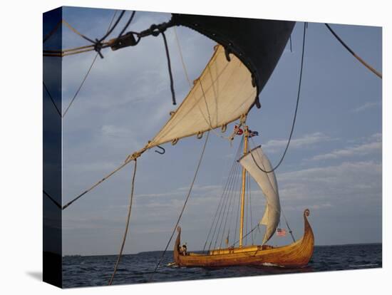 View from Gaia of Replica Viking Ship Oseberg, Chesapeake Bay, USA-David Lomax-Premier Image Canvas