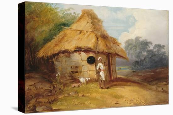 View in Southern India, with a Warrior Outside His Hut, C.1815-George Chinnery-Premier Image Canvas