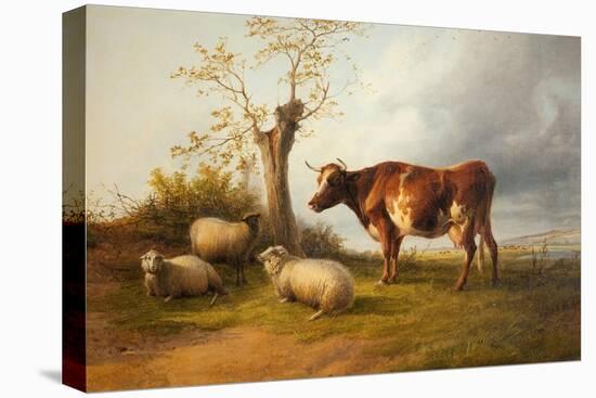 View in Stour Valley with Cow-Thomas Sidney Cooper-Premier Image Canvas