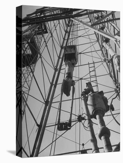 View Looking Up Derrick During Oil Drilling Operations Off Louisiana Coast-Margaret Bourke-White-Premier Image Canvas