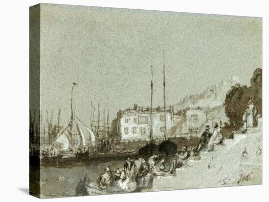 View of a Seaport East Cowes, Isle of Wight, 1828 (Ink, Wash & White Chalk on Blue Paper)-Joseph Mallord William Turner-Premier Image Canvas