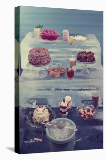 View of a Variety of Desserts Arranged on Blocks of Ice, 1960-Eliot Elisofon-Premier Image Canvas