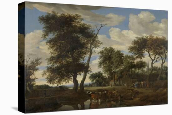 View of a Village, Salomon Van Ruysdael-Salomon van Ruysdael-Stretched Canvas