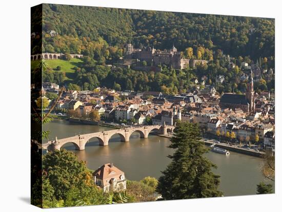 View of Alte Brucke or Old Bridge, Neckar River Heidelberg Castle and Old Town, Heidelberg, Germany-Michael DeFreitas-Premier Image Canvas