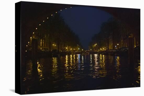 View of Amsterdam Canal at Night-Anna Miller-Premier Image Canvas