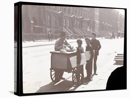 View of an Ice Cream Peddler on the Street, with Three Newsboys Buying Ice Cream, New York, c.1901-Byron Company-Premier Image Canvas