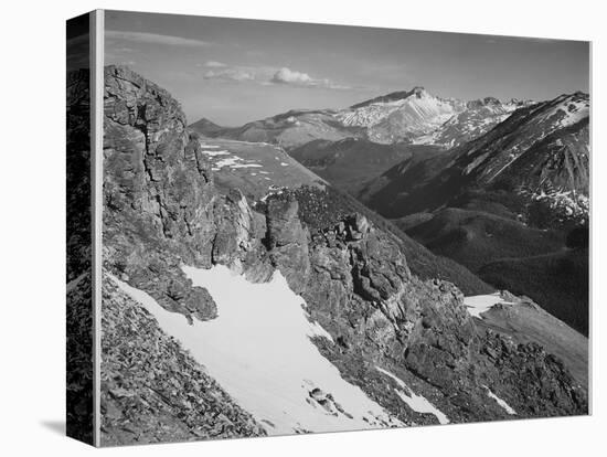 View Of Barren Mountains With Snow "Long's Peak Rocky Mountain National Park" Colorado. 1933-1942-Ansel Adams-Stretched Canvas