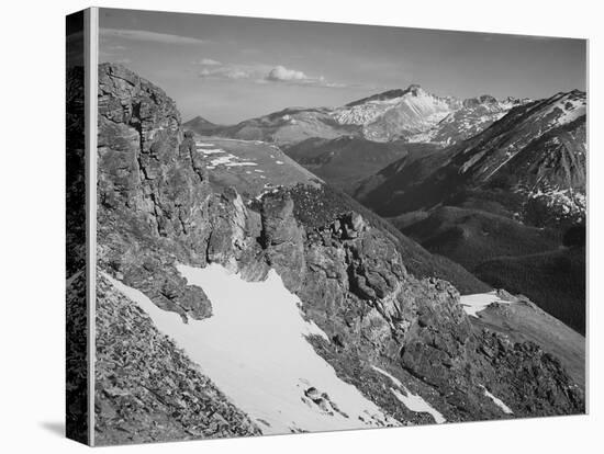 View Of Barren Mountains With Snow "Long's Peak Rocky Mountain National Park" Colorado. 1933-1942-Ansel Adams-Stretched Canvas