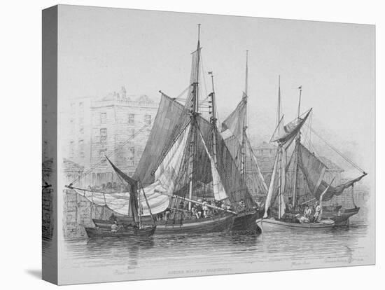 View of Billingsgate Wharf with Oyster Boats, City of London, 1830-Edward William Cooke-Premier Image Canvas