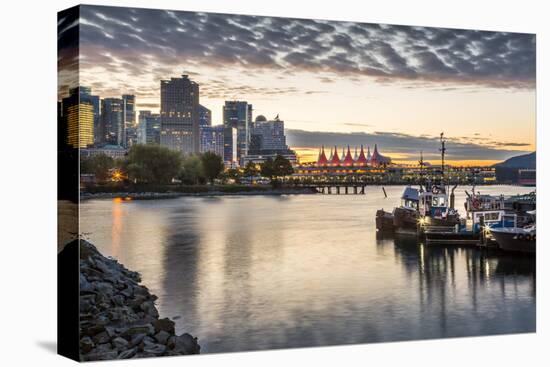 View of Canada Place and urban office buildings at sunset from CRAB Park, Vancouver, British Columb-Frank Fell-Premier Image Canvas