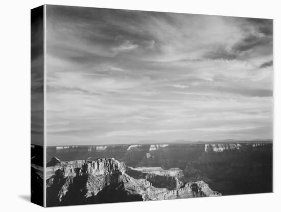 View Of Canyon In Fgnd Horizon Mts & Clouded Sky From North Rim 1941, Grand Canyon NP, Arizona 1941-Ansel Adams-Stretched Canvas