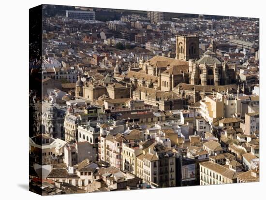 View of City Showing the Cathedral, from the Watch Tower of the Alcazaba, Granada, Andalucia, Spain-Sheila Terry-Premier Image Canvas