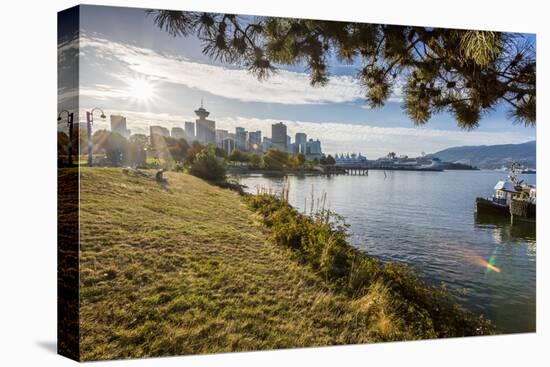 View of city skyline and Vancouver Lookout Tower from CRAB Park at Portside, Vancouver, British Col-Frank Fell-Premier Image Canvas