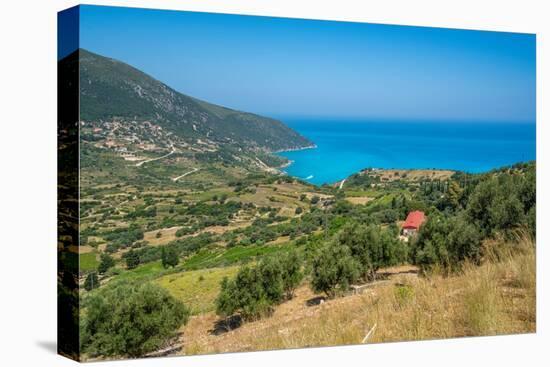View of coastline, sea and hills near Agkonas, Kefalonia, Ionian Islands, Greek Islands, Greece-Frank Fell-Premier Image Canvas