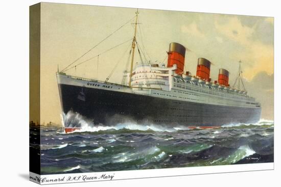 View of Cunard Ocean Liner Queen Mary-Lantern Press-Stretched Canvas