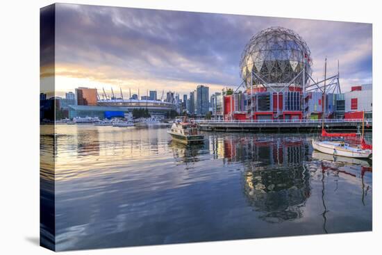 View of False Creek and Vancouver skyline, including World of Science Dome, Vancouver, British Colu-Frank Fell-Premier Image Canvas