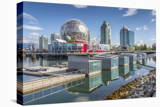 View of False Creek and Vancouver skyline, including World of Science Dome, Vancouver, British Colu-Frank Fell-Premier Image Canvas