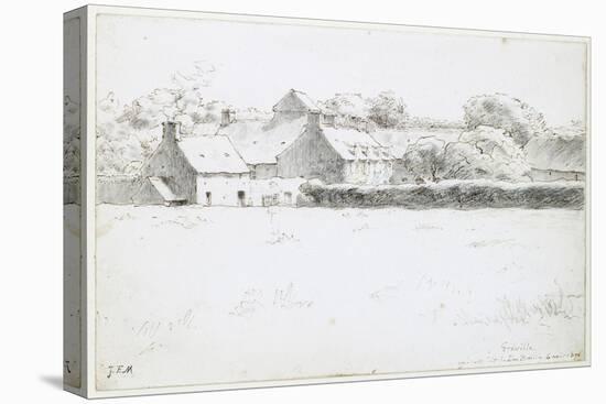 View of Farm Buildings across a Field, 1871-Jean-François Millet-Premier Image Canvas