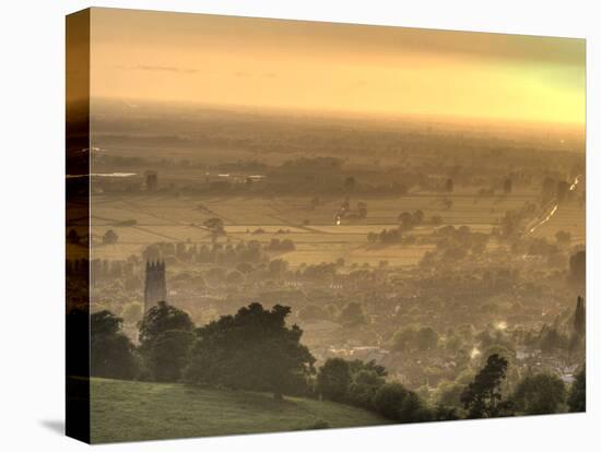 View of Glastonbury During Sunset from Glastonbury Tor, Somerset, England, United Kingdom, Europe-Sara Erith-Premier Image Canvas