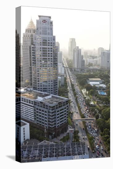 View of High Rise Buildings and Traffic Congestion on Rama Iv in Hazy Evening Light-Lee Frost-Premier Image Canvas