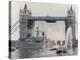 View of HMS London Sailing Beneath Tower Bridge, London, 1988-null-Premier Image Canvas