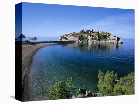 View of Island and Beach, Sveti Stefan, the Budva Riviera, Montenegro, Europe-Stuart Black-Premier Image Canvas