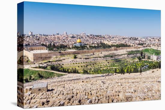 View of Jerusalem and the Dome of the Rock from the Mount of Olives, Jerusalem, Israel, Middle East-Alexandre Rotenberg-Premier Image Canvas