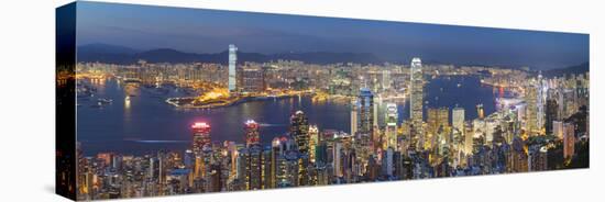 View of Kowloon and Hong Kong Island from Victoria Peak at Dusk, Hong Kong-Ian Trower-Premier Image Canvas