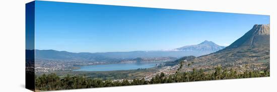 View of Lago del San Pablo and Imbabura volcano from terrace Sacha Ji, Imbabura Province, Ecuador-null-Premier Image Canvas