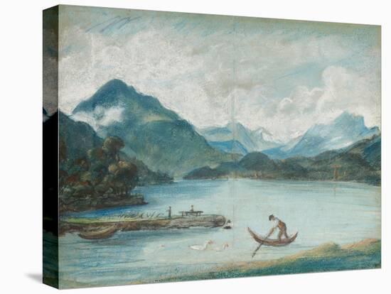 View of Lake Geneva with a Man Rowing a Small Boat and Two Swans-Elisabeth Louise Vigee-LeBrun-Premier Image Canvas