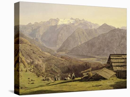 View of Lake of Hallstatt in Hutteneck Alps by Ferdinand G Waldmuller, 1838, Austria 19th Century-null-Premier Image Canvas