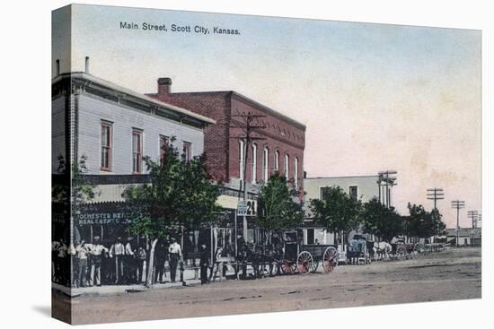 View of Main Street - Scott City, KS-Lantern Press-Stretched Canvas