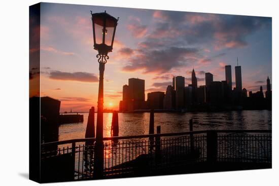 View of Manhattan from the Brooklyn Bridge at sunset, New York City, New York-null-Premier Image Canvas