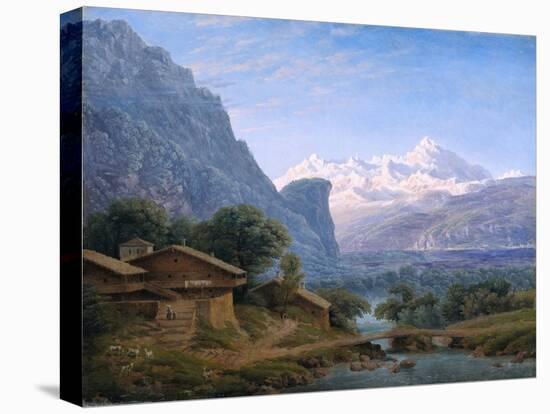 View of Mont Blanc - Karl Friedrich Schinkel (1781-1841). Oil on Canvas, 1813. Dimension : 37,5X42-Karl Friedrich Schinkel-Premier Image Canvas