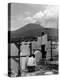 View of Mount Vesuvius from the Town of Torre Annunciata with Men Tending to Drying Pasta-Alfred Eisenstaedt-Premier Image Canvas