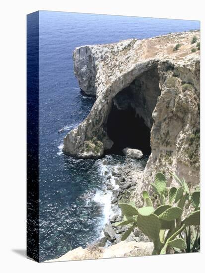 View of Natural Bridge and Boat, Blue Grotto, Malta-Peter Thompson-Premier Image Canvas