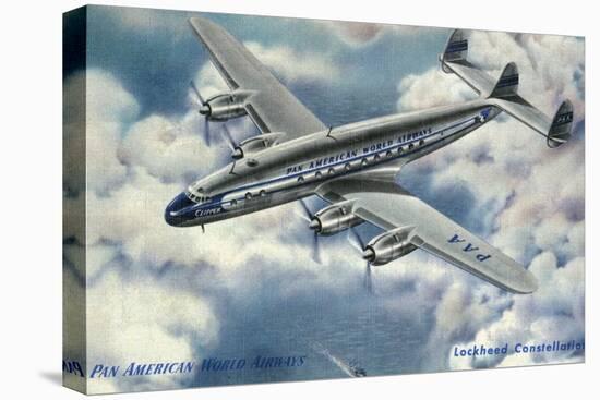 View of Pan American World Airways Lockheed Constellation Plane-Lantern Press-Stretched Canvas