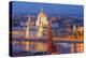 View of Parliament Buildings along Danube River at dusk, Budapest, Capital of Hungary-Tom Haseltine-Premier Image Canvas