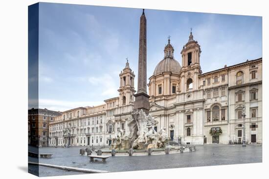 View of Piazza Navona with Fountain of the Four Rivers and the Egyptian Obelisk in the Middle, Rome-Roberto Moiola-Premier Image Canvas