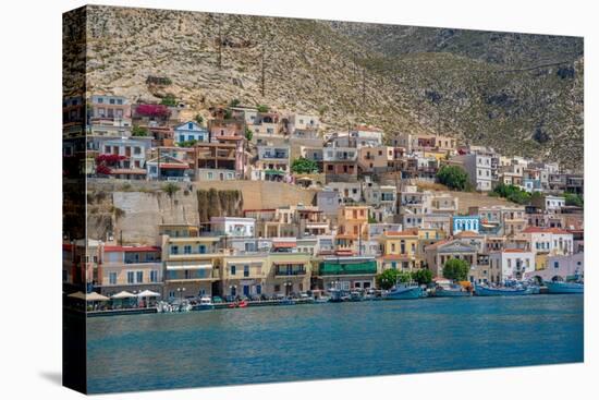 View of port and town of Kalimnos with hills in the background, Kalimnos, Dodecanese Islands-Frank Fell-Premier Image Canvas